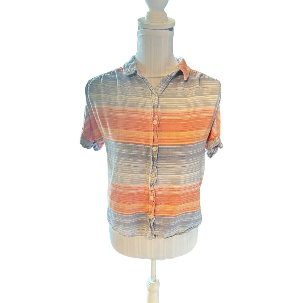 Universal Thread Orange & Blue Striped Button Down Size S